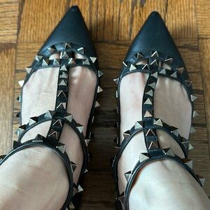 Valentino Rockstud Flats, black leather, used